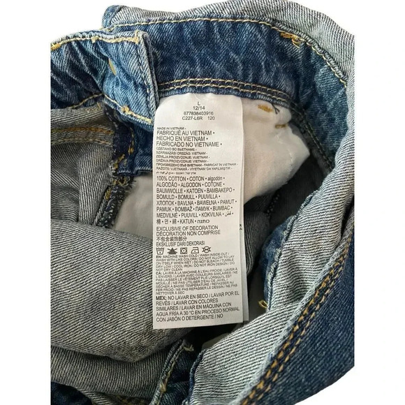 Levi’s Girls Shortall Medium Wash Jean Short Overalls Size Large 12/14 - Picture 6 of 7